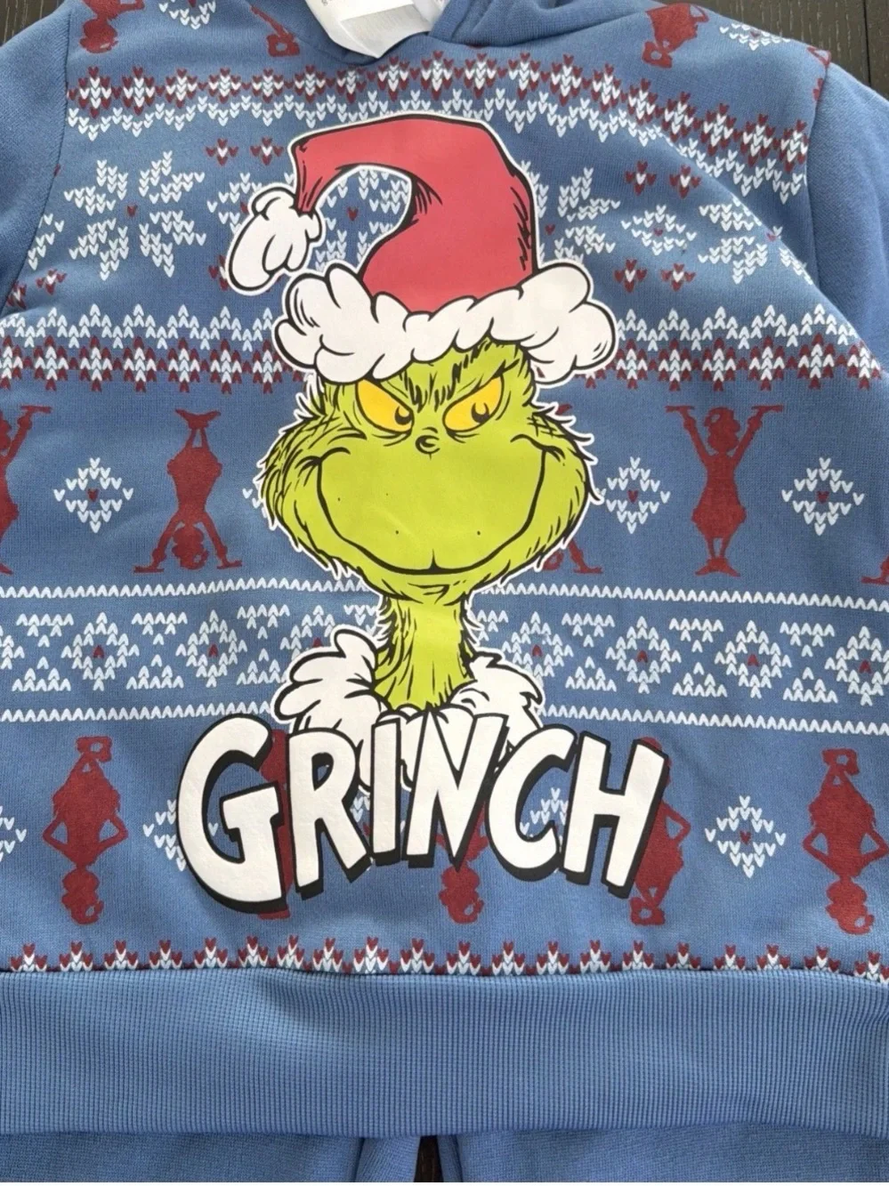 The Grinch Kids Blue Fleece Matching Set - Cozy Holiday Hoodie & Joggers